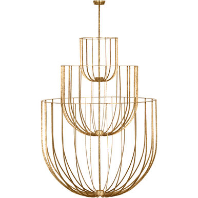 Visual Comfort Modern Collection SLCH32927PAB Sean Lavin Sanchi 4 Light 48" LED Chandelier 2700K Polished Antique Brass