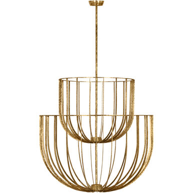 Visual Comfort Modern Collection SLCH33027PAB Sean Lavin Sanchi 3 Light 36" LED Chandelier 2700K Polished Antique Brass
