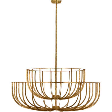 Visual Comfort Modern Collection SLCH33127PAB Sean Lavin Sanchi 3 Light 42" LED Chandelier 2700K Polished Antique Brass
