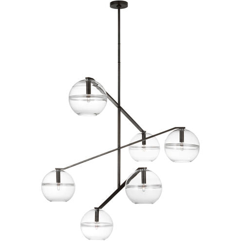 Visual Comfort Modern Collection SLCH354CBF-L Sean Lavin Lowing 6 Light 48.6 Inch Blackened Forged Chandelier Clear Glass