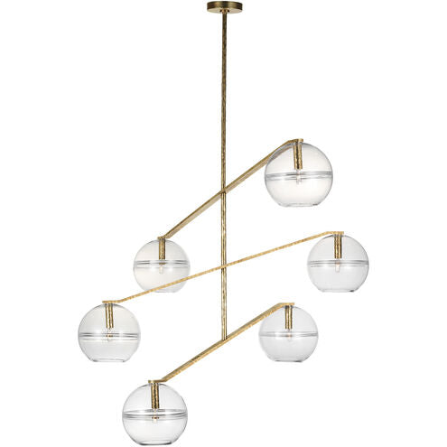 Visual Comfort Modern Collection SLCH354CPAB Sean Lavin Lowing 6 Light 48.6 Inch Polished Antique Brass Chandelier Clear Glass