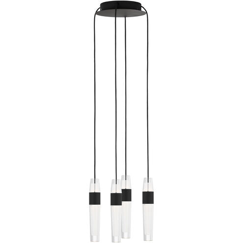 Visual Comfort Modern Collection SLCH39927B Sean Lavin Lassell 4 Light 10.3 Inch Nightshade Black LED Chandelier 28.8W 2700K