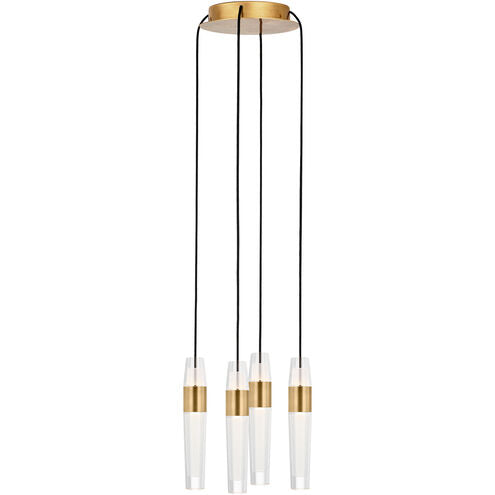 Visual Comfort Modern Collection SLCH39927NB Sean Lavin Lassell 4 Light 10.3 Inch Natural Brass LED Chandelier 28.8W 2700K