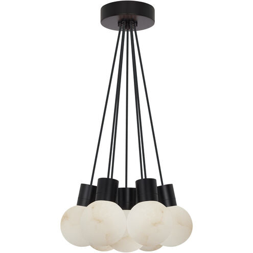 Visual Comfort Modern Collection SLCH54330BB Sean Lavin Mina 7 Light 14 Inch Black Chandelier LED 63W 3000K Alabaster