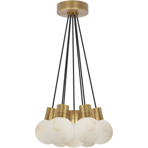 Visual Comfort Modern Collection SLCH54330BHAB Sean Lavin Mina 7 Light 14 Inch Hand Rubbed Antique Brass Chandelier LED 63W 3000K Alabaster