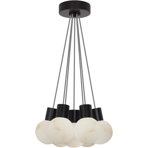 Visual Comfort Modern Collection SLCH54330IB Sean Lavin Mina 7 Light 14 Inch Black Chandelier LED 3000K Alabaster