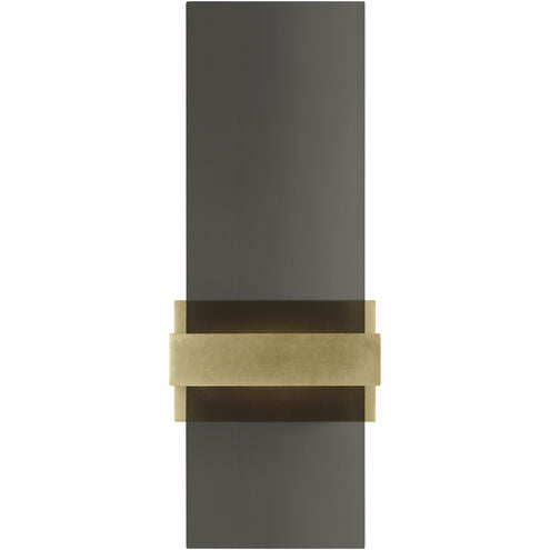 Visual Comfort Modern Collection SLWS10527TSMNB Sean Lavin Flyta 13 Inch Natural Brass LED Wall in Transparent Smoke Glass Sconce 8W 2700K