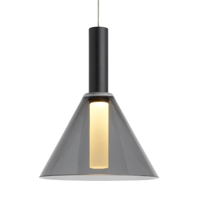 Visual Comfort Architectural 700MPMEZKB-LED930 Mezz 7" LED Pendant Transparent Smoke Black Monopoint 3000K 8W LED