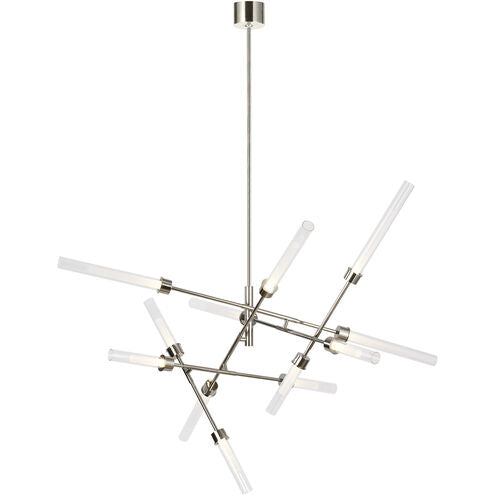 Visual Comfort Modern Collection 700LNG12AN-LED930 Linger 52.3" 53.6W 3000K LED 12-Light Chandelier Polished Nickel