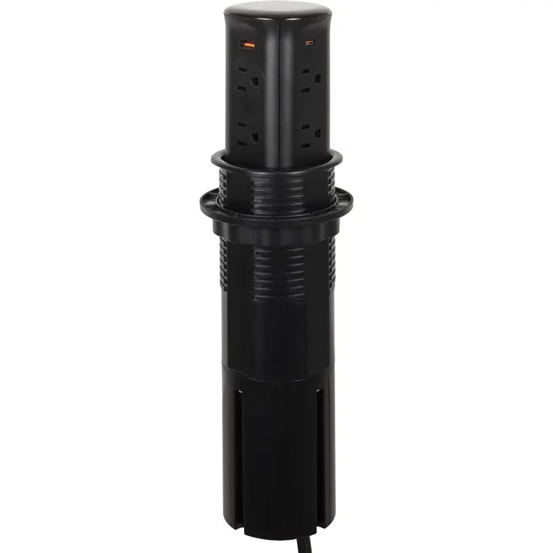 Task Lighting UPS15A8UBK Pop Up Power Receptacle 8 Outlets USB A C 120V Black
