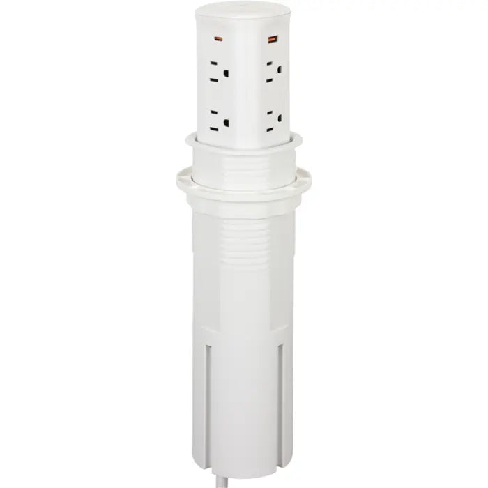 Task Lighting UPS15A8UWT Pop Up Power Receptacle 8 Outlets USB A C 120V White