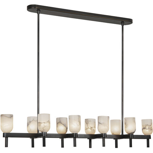 Alora Lighting LP338052UBAR Lucian 10 Light 51.5 inch Urban Bronze and Alabaster Linear Pendant Ceiling Light