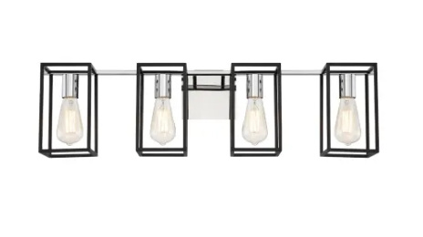 Eurofase Lighting 37117-016 Stafford 4 Light 32" Wide Bathroom Vanity Light, Wattage 240W, Chrome/Black Finish