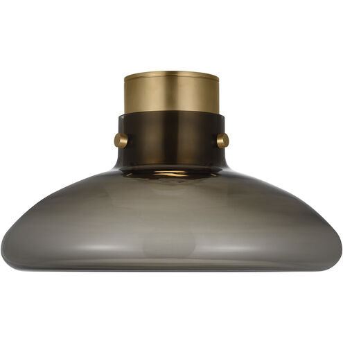 Visual Comfort Architectural AKFM592WDHABSM AvroKO Morgan LED Flush Mount Light Hand-Rubbed Antique Brass with Smoke Glass 3000K–1800K