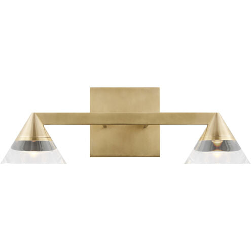 Visual Comfort Modern Collection SLBA75927HABCG Midrand 14.7" 18.7W 2700K LED Bath Vanity Light Hand-Rubbed Antique Brass Crystal