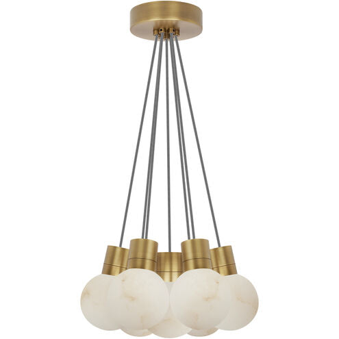 Visual Comfort Modern Collection SLCH54322IHAB Sean Lavin Mina 7 Light 14 Inch Hand Rubbed Antique Brass LED Chandelier 2200K Alabaster