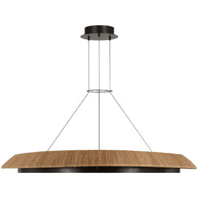 Visual Comfort Modern Collection SLCH55727NTBZ Sean Lavin Noa 1 Light 50.5 inch LED Ring Chandelier Bronze with Natural Sea Grass shade