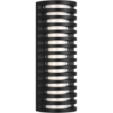 Visual Comfort Modern Collection SLOWS71627OB Quoddy 15.5" 9.1W 2700K LED Outdoor Wall Lantern Black