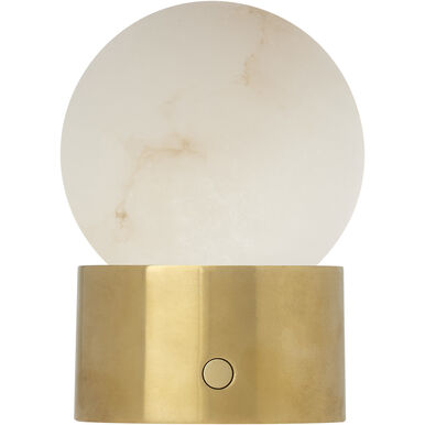 Visual Comfort Modern Collection SLTB53027ALBHAB Sean Lavin Mina 2.20W Rechargeable Table Lamp Hand Rubbed Antique Brass Alabaster