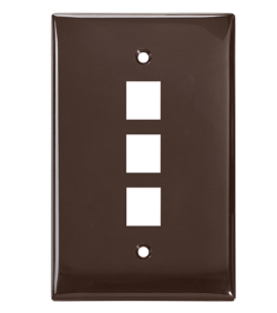 Leviton 41091-3BN Midsize Single-Gang Quickport, Wallplate, 3-port, Brown Finish
