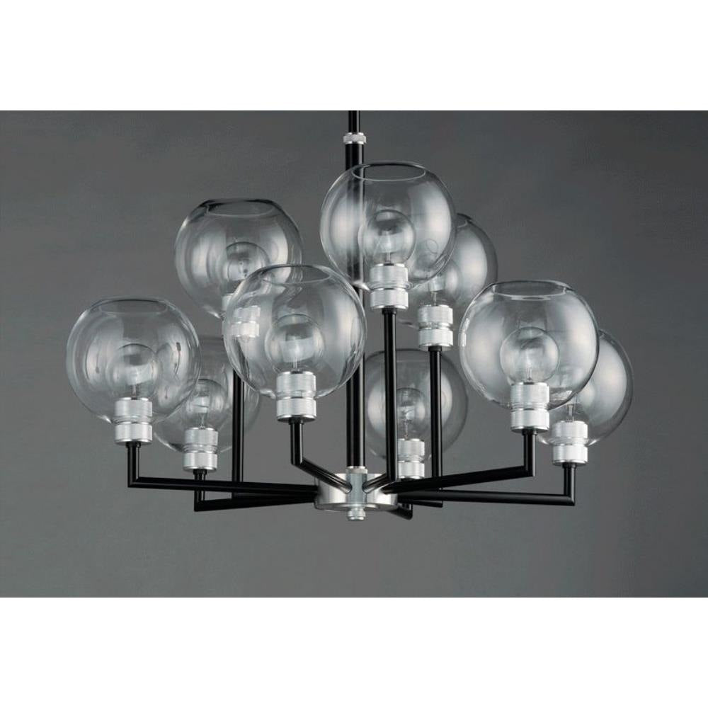 Maxim Lighting Vessel Collection Multi-Light Chandelier with Clear Glass Globe Shades and Black Aluminum Frame