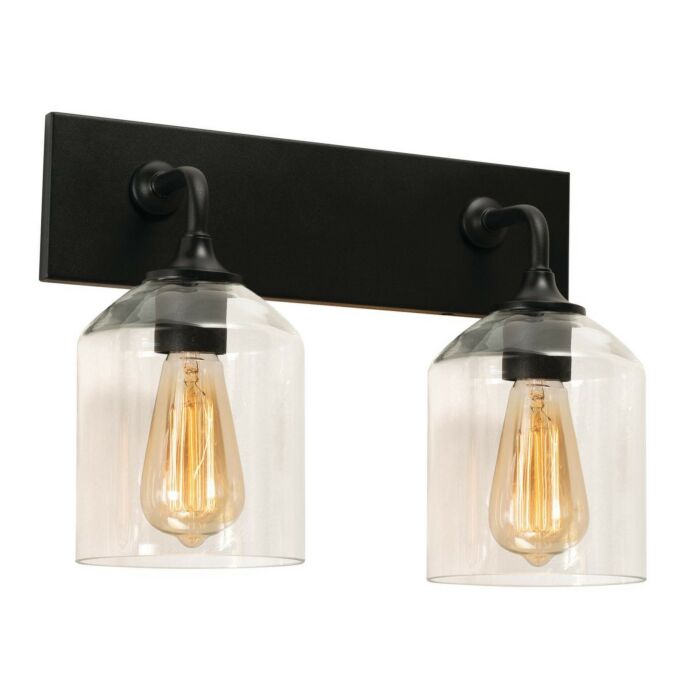 AFX Lighting WMMV1511MBBK 15-in 60W LED William Vanity Wall Light, 2-Light, E26, Black