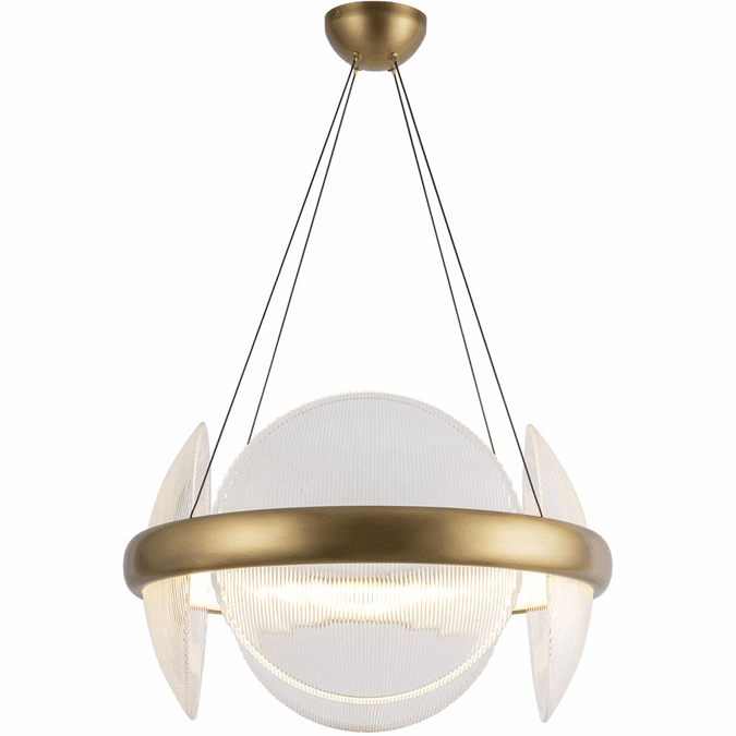 Kuzco Lighting CH13922-VBCR-UNV Taurus LED 22.13 inch Clear Ribbed Glass Chandelier Ceiling Light Vintage Brass Finish