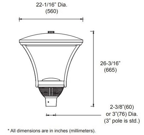 Utopia Lighting LPT-6 LED Post Top Light, 30W 60W- BuyRite Electric