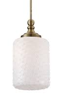 Eurofase Lighting 25701-036 Scala 1 Light Pendant with Opal White Glass Antique Brass Finish