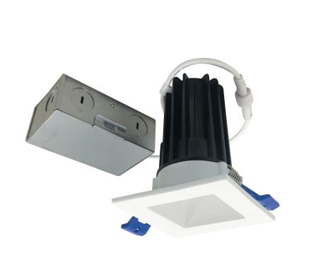Nora Lighting NM2-2SDC8530MPW LED Canless Recessed Fixture 2 Inch M2 Square Downlight, 850lm / 10W, 3000K, 120V, Matte Powder White Finish