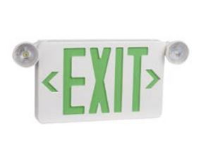 LED Exit Sign & Emergency Combo, Single Face, Green Letters White Body