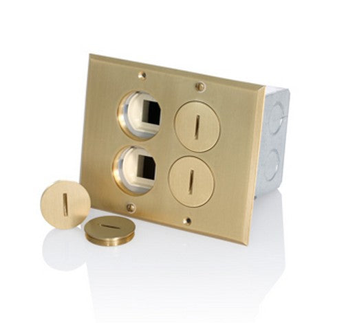 Leviton 35349-TLB Brass-Finish 2-Gang Low Voltage Floor Box Tamper-Resistant Receptacle 20A / 125 V - BuyRite Electric