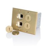 Leviton 35349-TLB Brass-Finish 2-Gang Low Voltage Floor Box Tamper-Resistant Receptacle 20A / 125 V