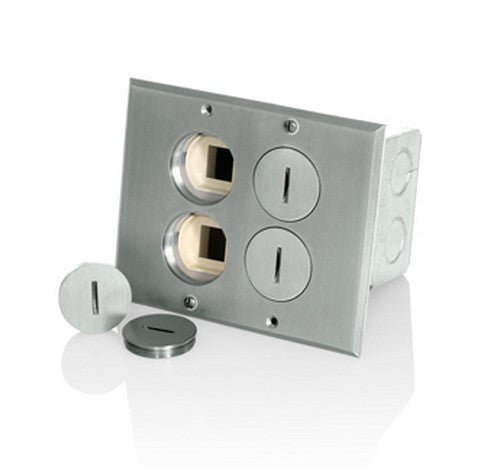 Leviton 35349-TLN Nickel-Finish 2-Gang Low Voltage Floor Box Tamper-Resistant Receptacle QuickPort Insert 20A / 125V - BuyRite Electric
