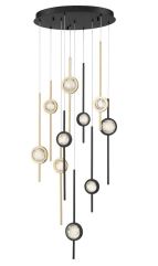 Eurofase Lighting 39464-033 LED Barletta 10 Inch Pendant Ceiling Light Black/Brass Finish