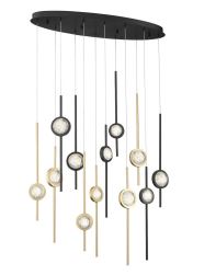 Eurofase Lighting 39466-037 LED Barletta 12 Inch Pendant Ceiling Light Black/Brass Finish