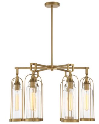 Eurofase Lighting 42729-021 LED Yasmin 6 Light 27 inch Linear Chandelier Ceiling Light Aged Gold Finish