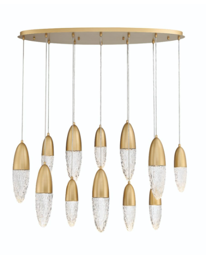 Eurofase Lighting 43861-035 Ecrou 12 Chandelier Ceiling Pendant Light, Gold Finish
