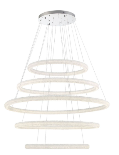 Eurofase Lighting 43928-019 Sassi LED 5 Light 60 inch Wide LED Ring Chandelier Ceiling Light, Chrome Finish