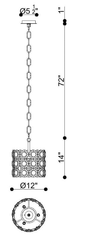 Eurofase Lighting 44284-015 Perrene 3 Light 12 inch Chandelier Ceiling Light Chrome Finish