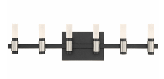 Eurofase Lighting 45237-027 Albany 26.5 inch Contemporary 6-LED Bathroom Wall Sconce Light, Black/Nickel Finish