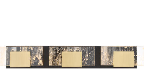 Eurofase Lighting 45346-019 Kasha 28 inch Modern 3-LED Bath Vanity Wall Light, Black/Brass Finish
