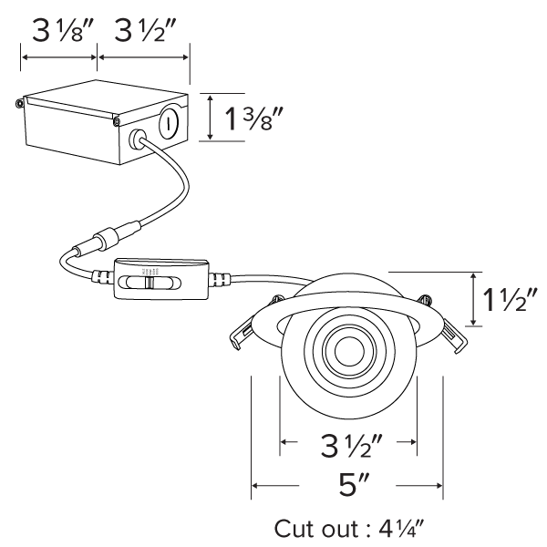 ELCO Lighting ERT416CT5BZ 4 Inch Floating Adjustable Eyeball Downlight with 5-CCT Switch Bronze Finish