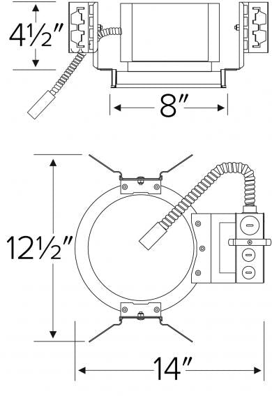 ELCO Lighting E8LHU08D 8 Inch New Construction Architectural Frame with Driver 850 lm (Triac/ELV/0-10V)