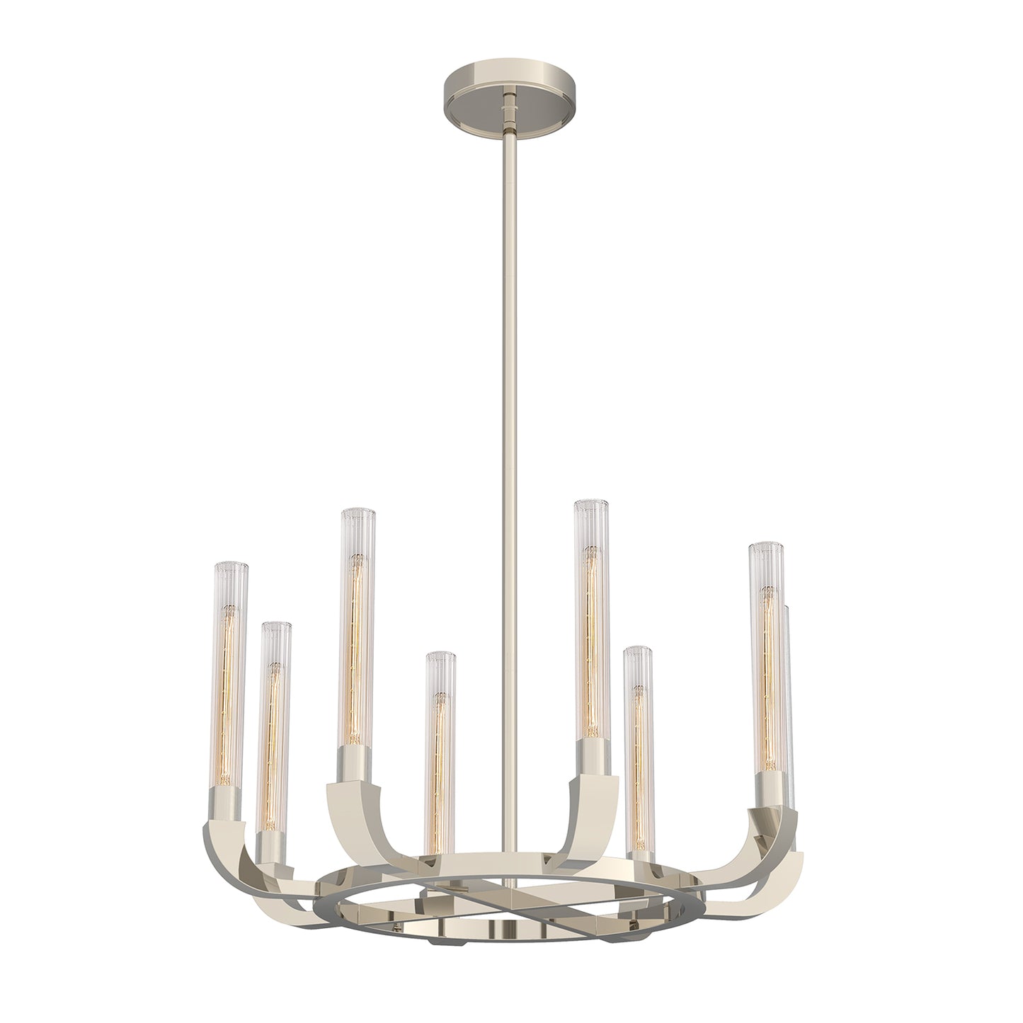 Alora Lighting CH316708PNCR LED Flute Chandelier 8 Lights Polished Nickel Finish