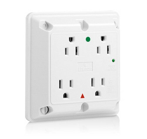 Leviton 8480 4-in-1 Surge Protective Isolated Ground Quadruplex Receptacle Outlet Heavy-Duty Hospital Grade 125V AC WH - BuyRite Electric
