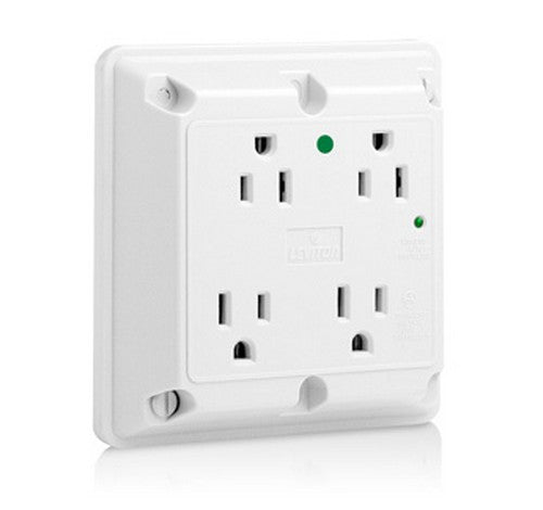 Leviton 8490 4-in-1 Surge Protective Quadruplex Receptacle Outlet, Heavy-Duty Hospital Grade 125V AC WH- BuyRite Electric