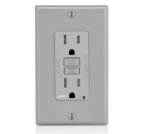 LEVITON AFTR1 Decora SmartlockPro Residential Outlet Branch Circuit Grade Tamper Resistant Receptacle NEMA 5-15R with LED Indicator 15A / 125 VAC GR - BuyRite Electric