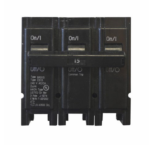 Cutler Hammer BR315 15Amp 1-inch Three-pole Plug-On Circuit Breaker 240V - BuyRite Electric