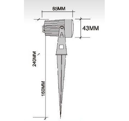ABBA Lighting 5W CD43 Cast Aluminum Spot Light With 20" wire & PVC ground spike 12V AC / DC
